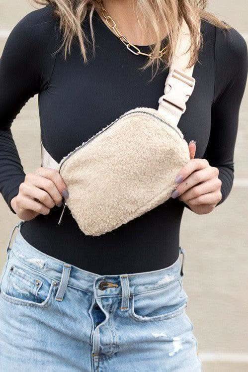 Lola Boucle Sherpa Sling/Belt Bag - SwagglyLife Home & Fashion
