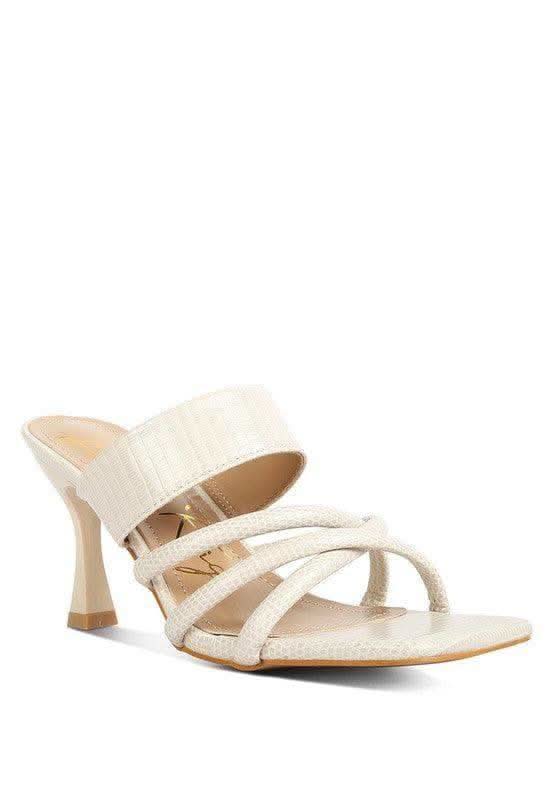 London Rag Criss Cross Strap Spool Heel Sandals in BEIGE - Shoes photo