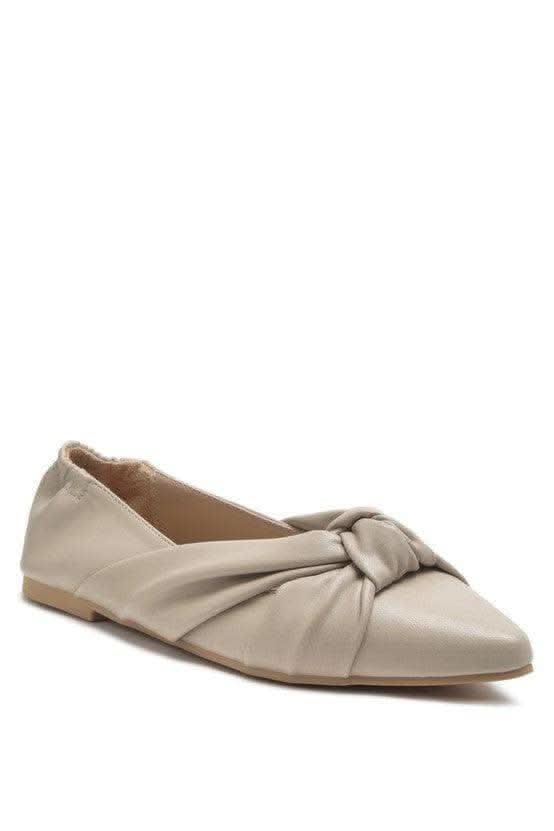 LONDON RAG: Norma Knot Detail Elasticated Ballet Flats, 2 Colors in Grey - Shoes photo