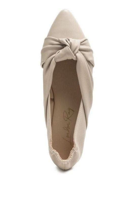 LONDON RAG: Norma Knot Detail Elasticated Ballet Flats, 2 Colors in - Shoes photo