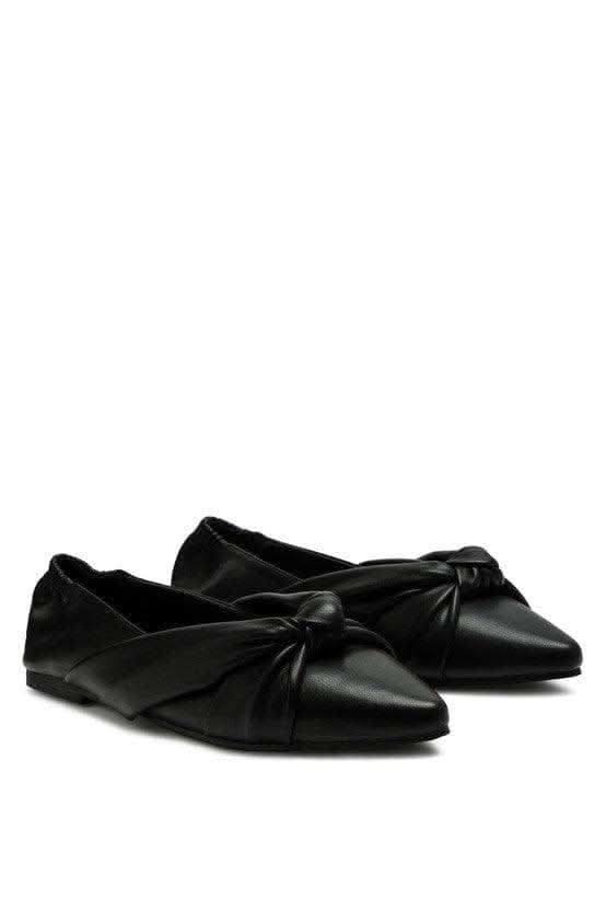 LONDON RAG: Norma Knot Detail Elasticated Ballet Flats, 2 Colors in Black - Shoes photo