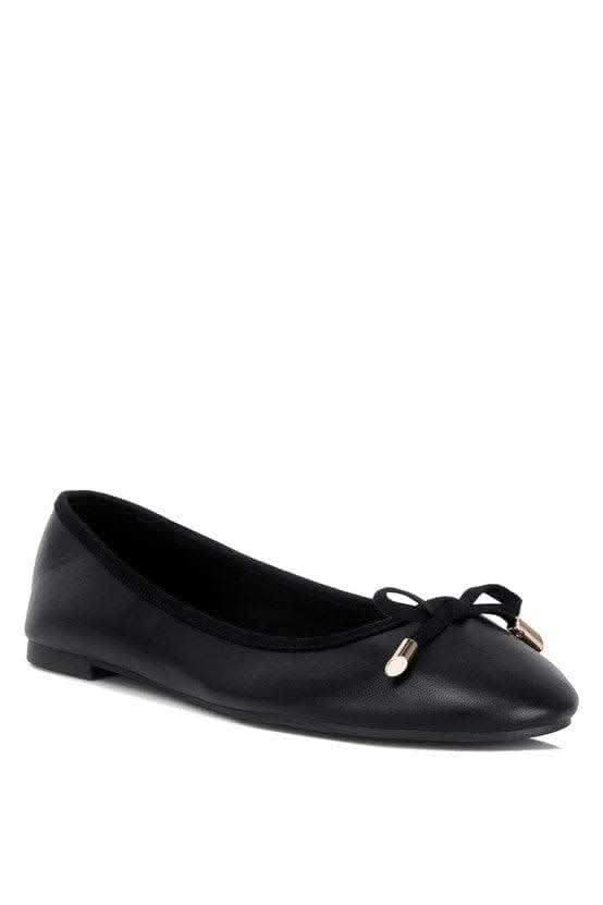 LONDON RAG Suzzy Bow Embellished Flat Ballerinas, Black - SwagglyLife Home & Fashion