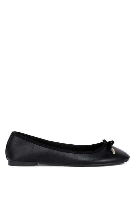 LONDON RAG Suzzy Bow Embellished Flat Ballerinas, Black - SwagglyLife Home & Fashion