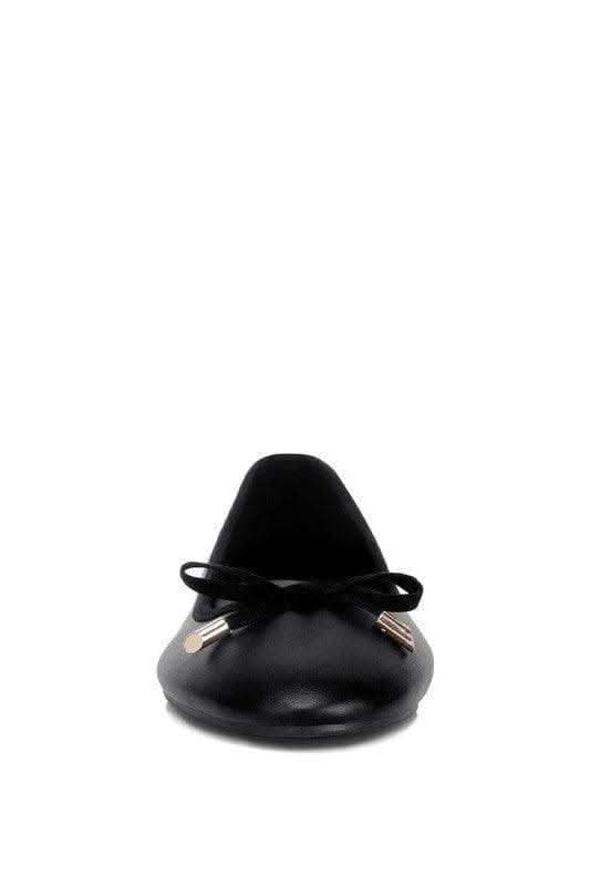 LONDON RAG Suzzy Bow Embellished Flat Ballerinas, Black - SwagglyLife Home & Fashion