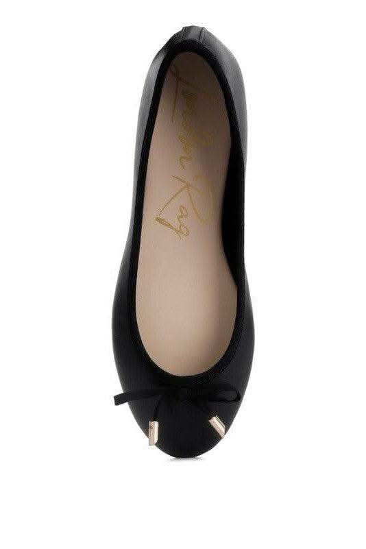 LONDON RAG Suzzy Bow Embellished Flat Ballerinas, Black - SwagglyLife Home & Fashion