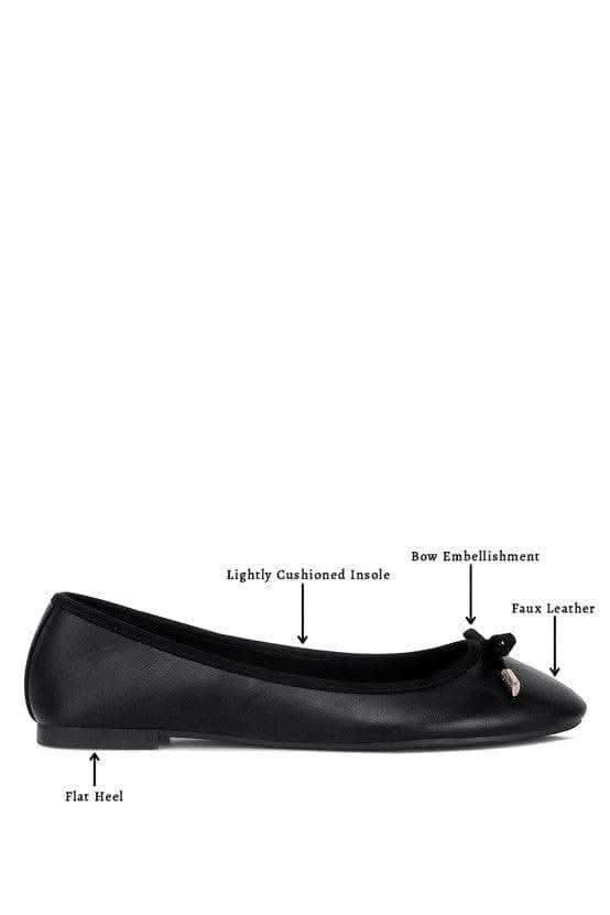 LONDON RAG Suzzy Bow Embellished Flat Ballerinas, Black - SwagglyLife Home & Fashion