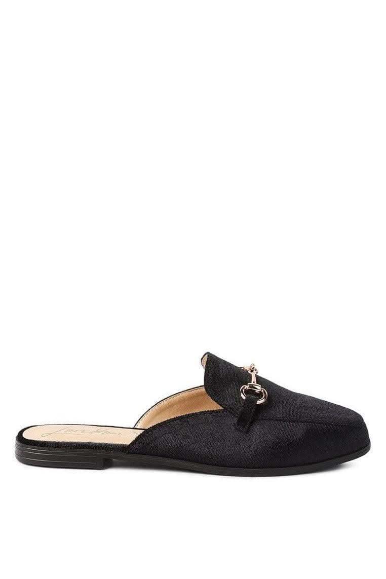LONDON RAG Velvet Buckled Flat Mules - SwagglyLife Home & Fashion