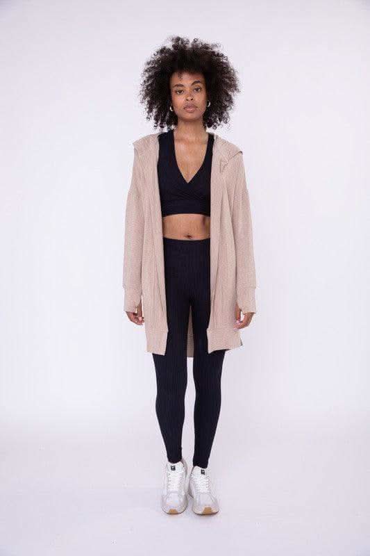 Longline Hooded Cardigan with Pockets, Natural - SwagglyLife Home & Fashion