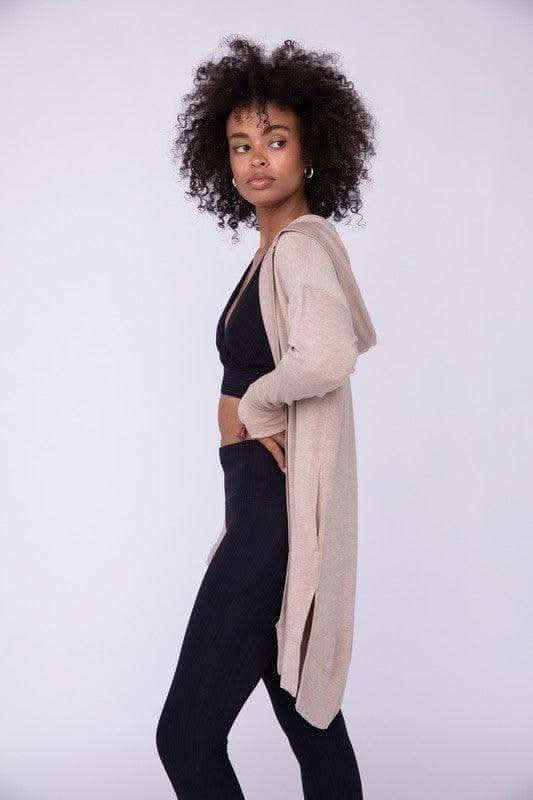 Longline Hooded Cardigan with Pockets, Natural - SwagglyLife Home & Fashion