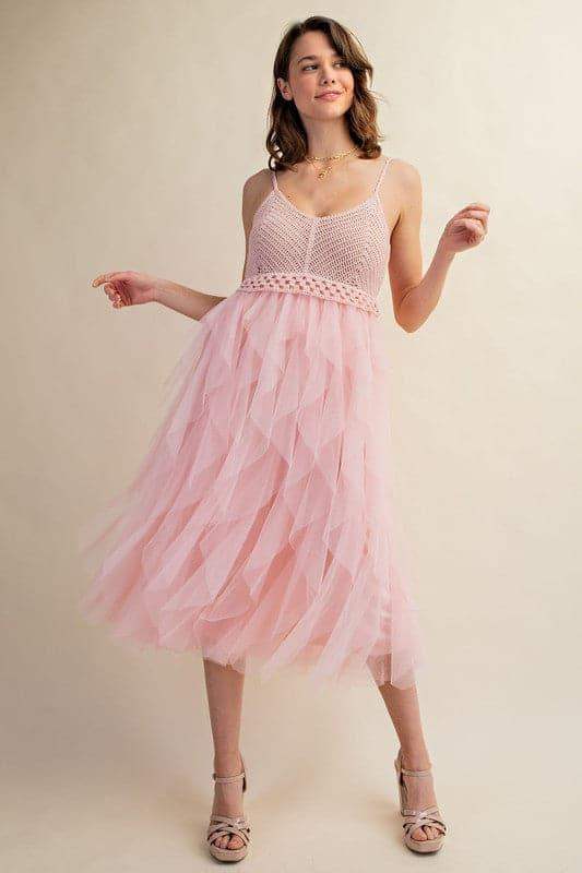 LOVELY Tulle Midi Crochet Dress - SwagglyLife Home & Fashion