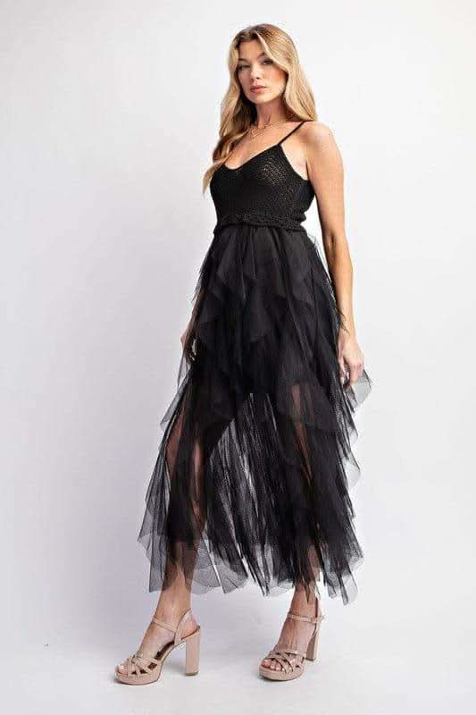 LOVELY Tulle Midi Crochet Dress - SwagglyLife Home & Fashion