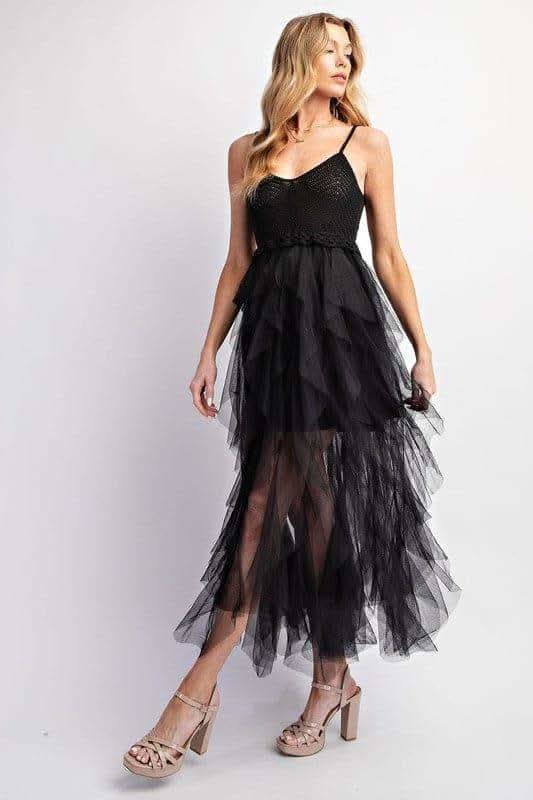 LOVELY Tulle Midi Crochet Dress - SwagglyLife Home & Fashion