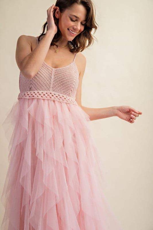 LOVELY Tulle Midi Crochet Dress - SwagglyLife Home & Fashion