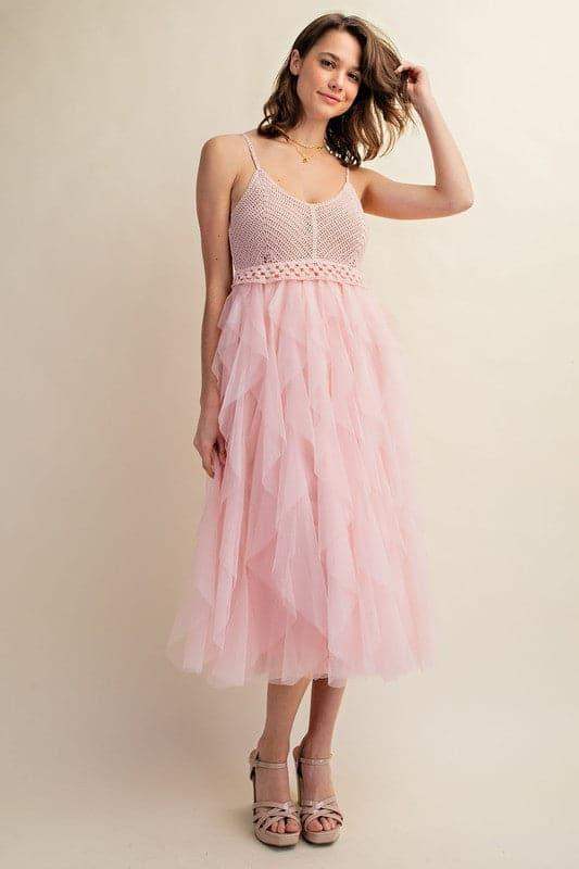 LOVELY Tulle Midi Crochet Dress - SwagglyLife Home & Fashion