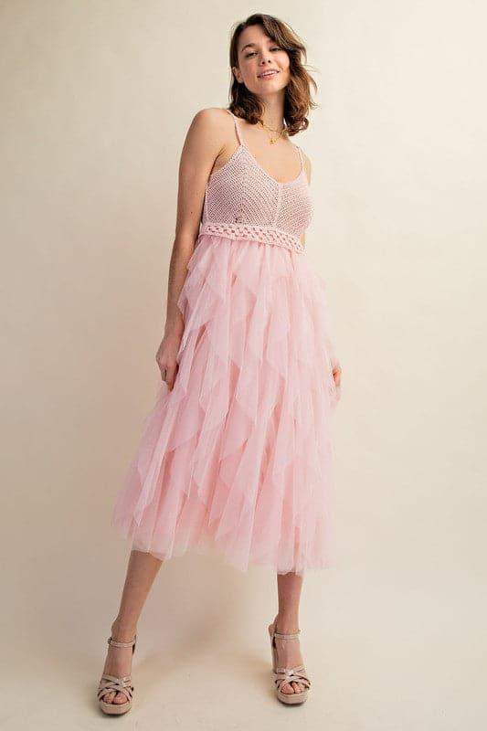 LOVELY Tulle Midi Crochet Dress - SwagglyLife Home & Fashion