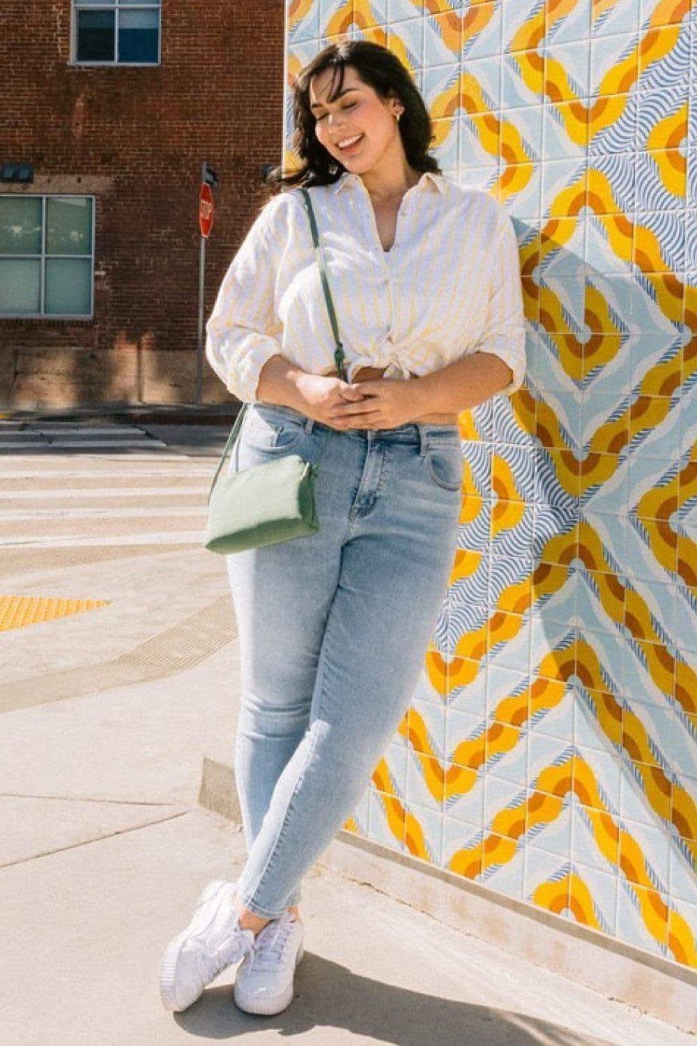 LOVERVET Full Size Talia High Rise Crop Skinny Jeans in Light - Denim jeans photo