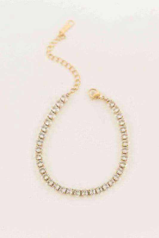 LOVODA Oval Stone Tennis Bracelet in Gold OS - Bracelets photo