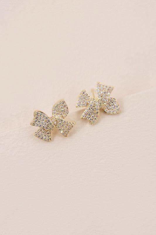 LOVODA Ribbon Stud Earrings in Gold OS - Earrings photo