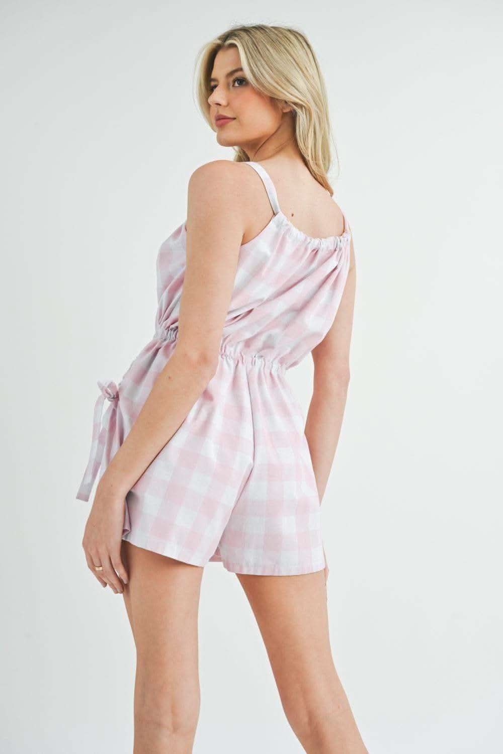 MABLE Plaid Sleeveless Button Down Romper - SwagglyLife Home & Fashion