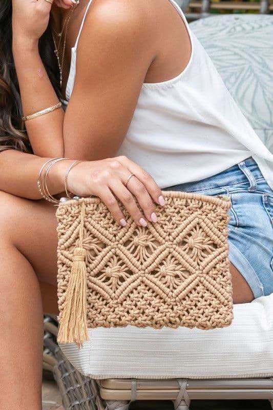 Macrame Tassel Clutch - SwagglyLife Home & Fashion