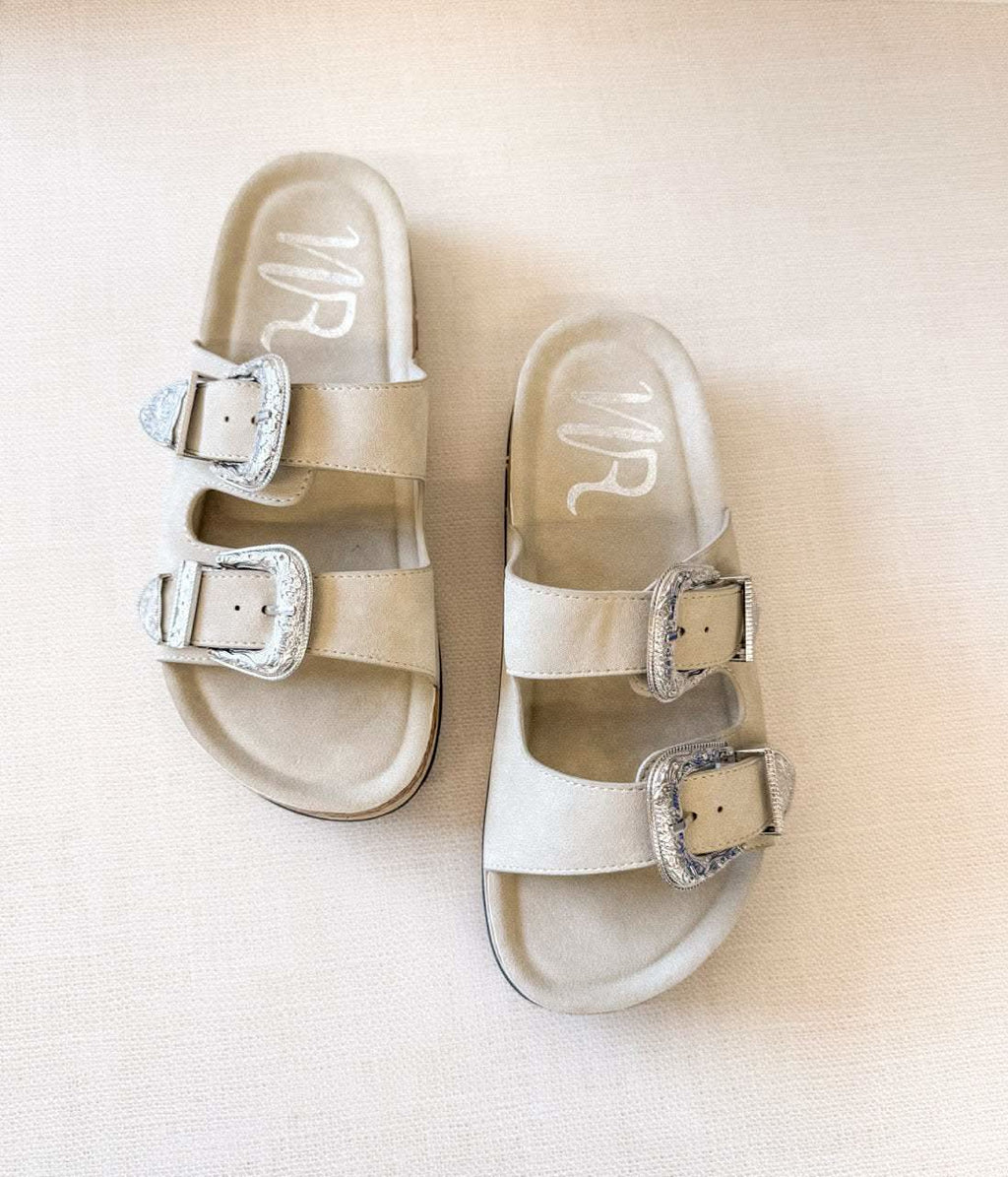 Mickie Western Slides in Cream - SwagglyLife Home & Fashion