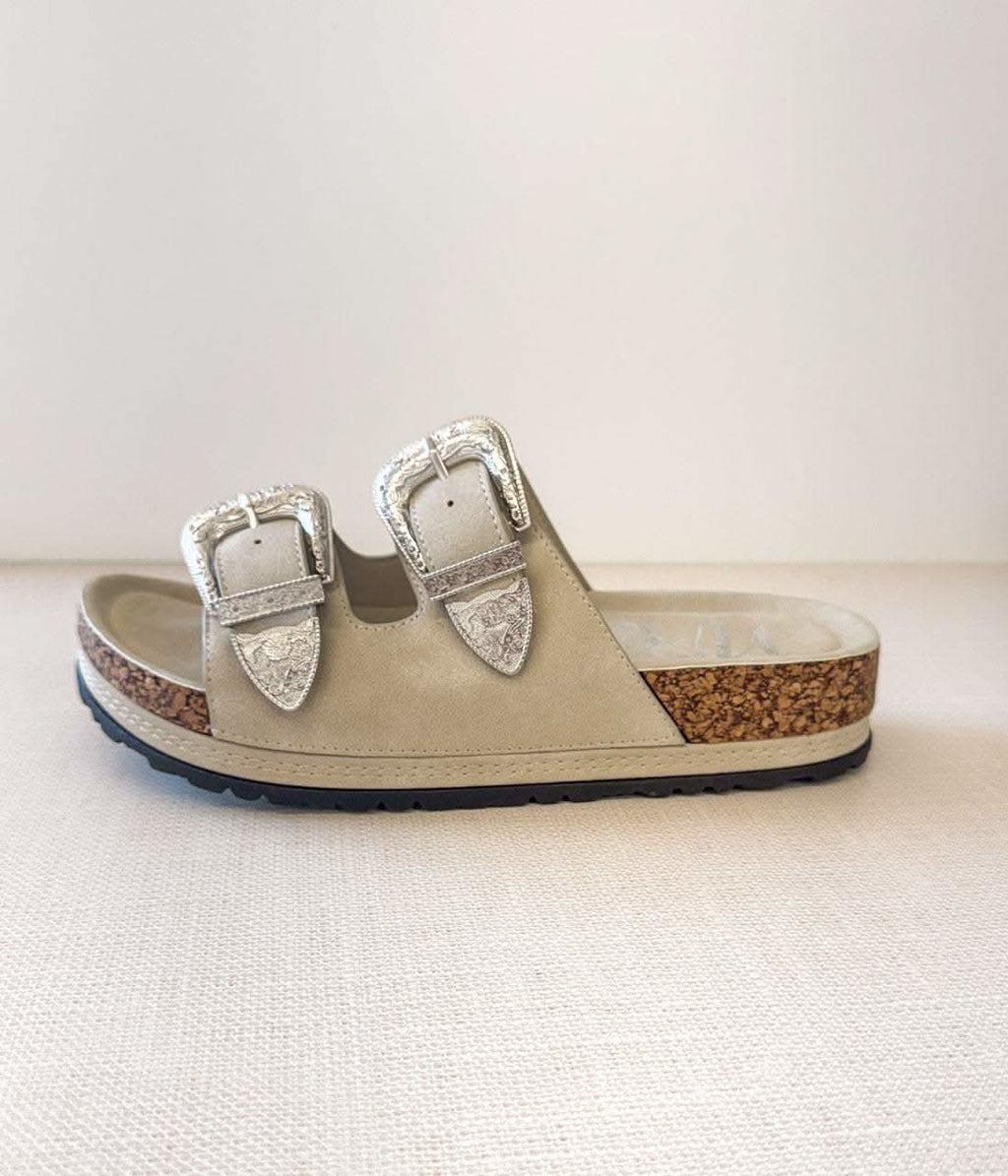 Mickie Western Slides in Cream - SwagglyLife Home & Fashion
