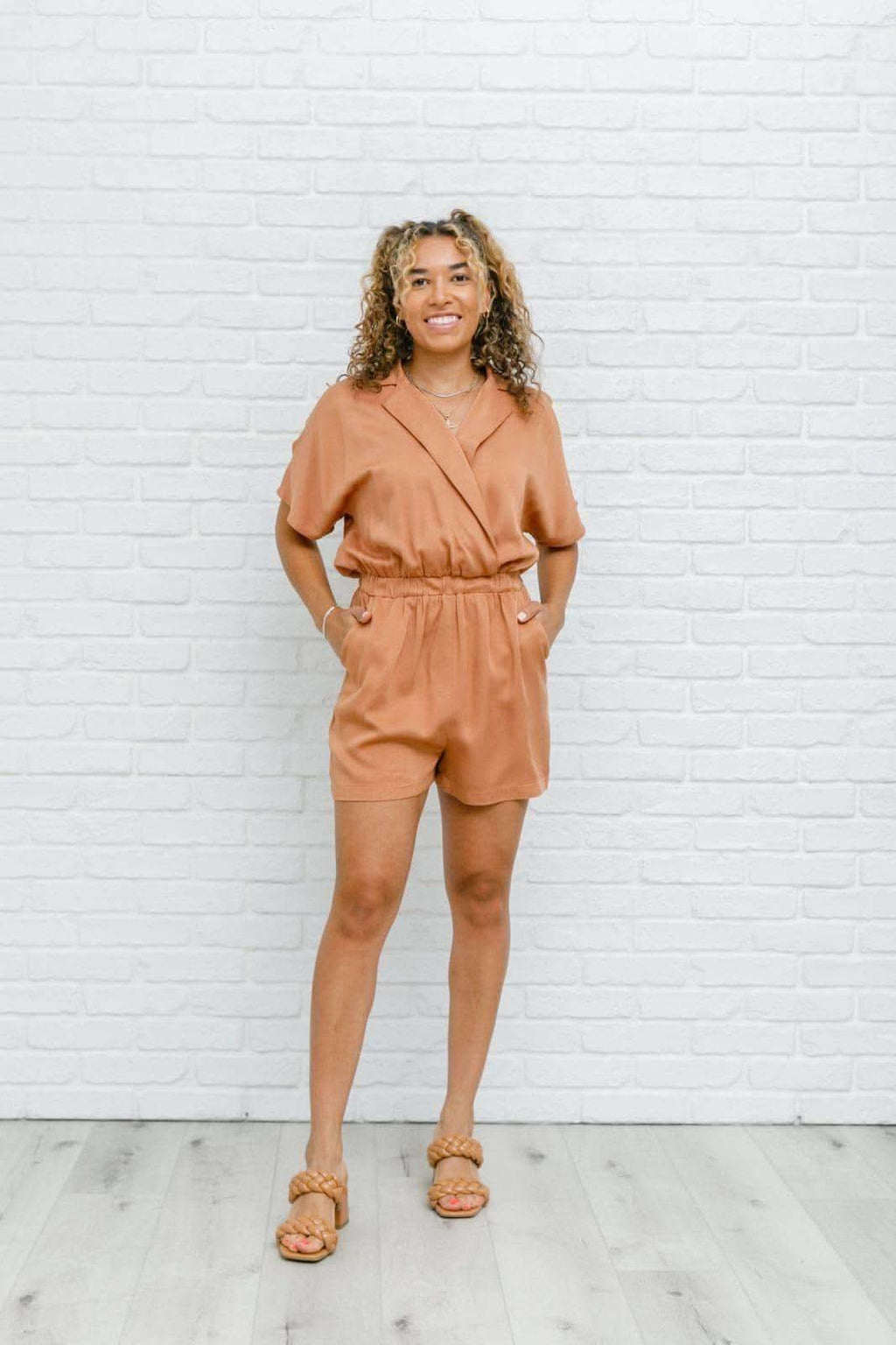 Midtown Romper in Caramel in - Womens photo
