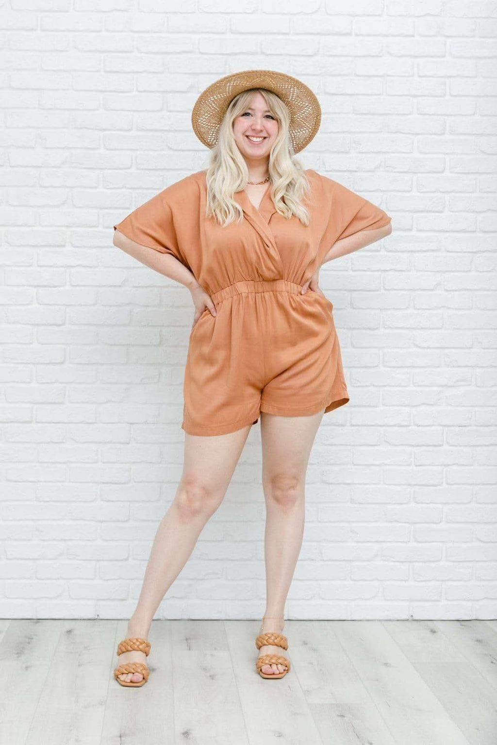 Midtown Romper in Caramel in - Womens photo