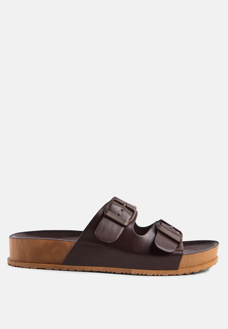 Minata Platform Buckled Slide Sandals in Espresso - Platforms & Flatforms photo