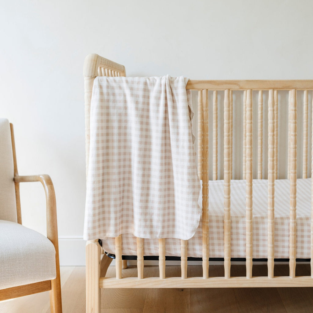 MINKY STRETCH LUXE CRIB SHEETS in Gingham - photo
