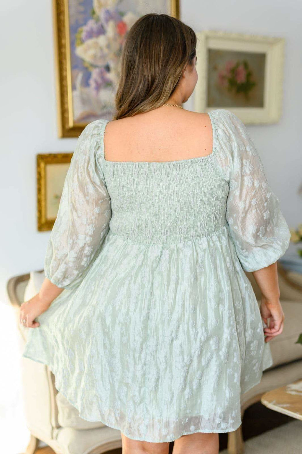 Mittoshop Spotting Fairies Puff Sleeve Dress in Sage in - Mini Dresses photo