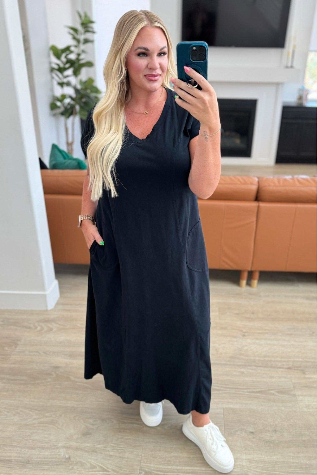 Modern Maritime Shift Maxi Dress in Black in - Dresses photo