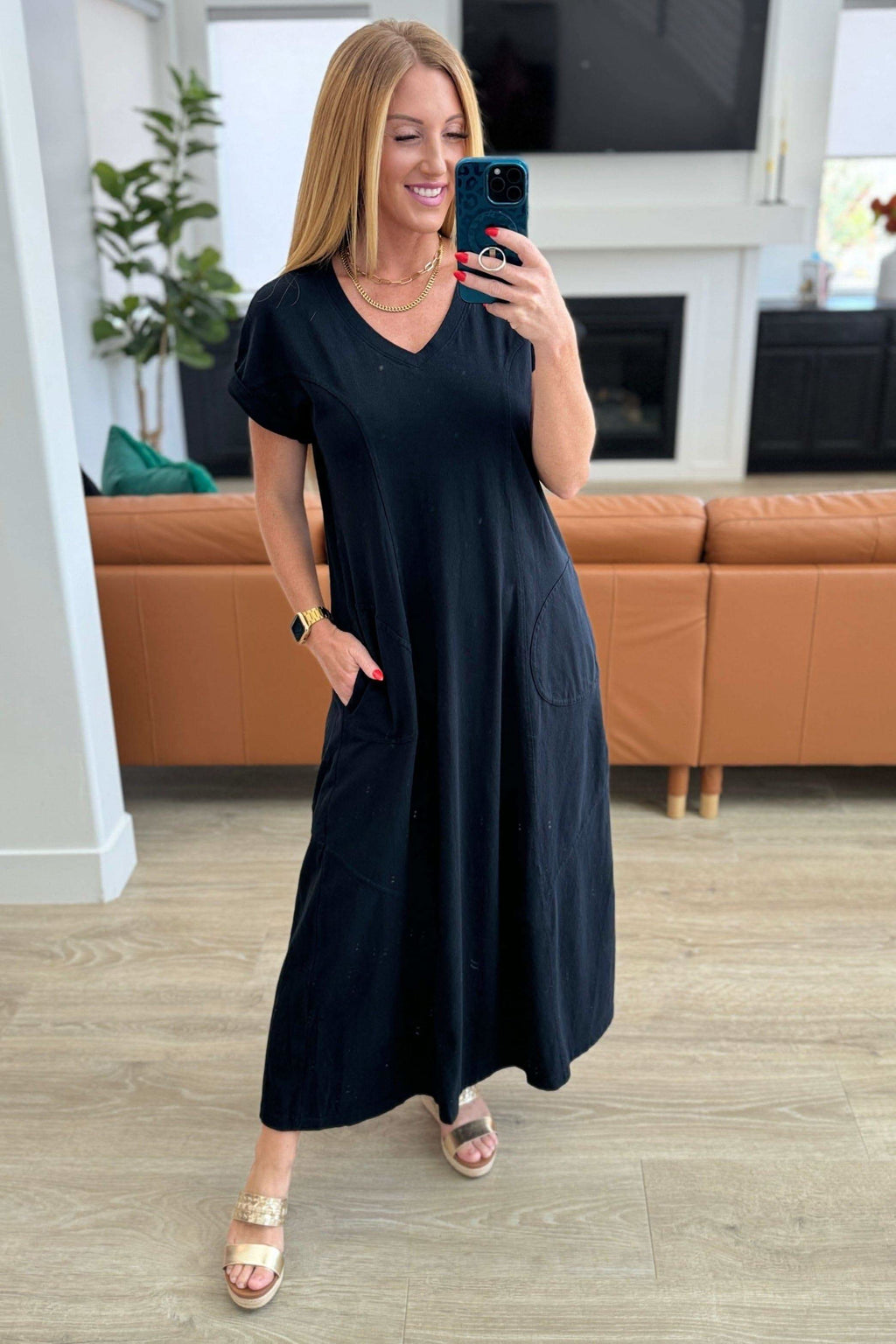 Modern Maritime Shift Maxi Dress in Black in - Dresses photo