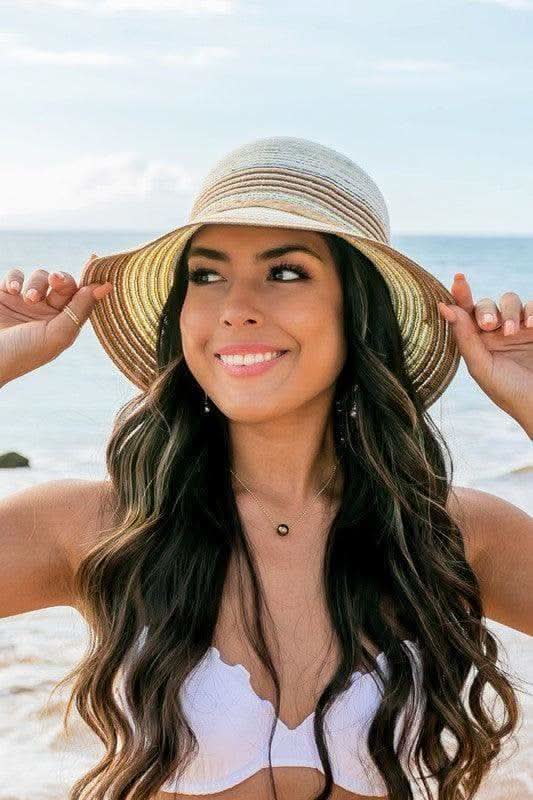 Multi-Stripe Bow Accent Bucket Sun Hat in - Hats photo