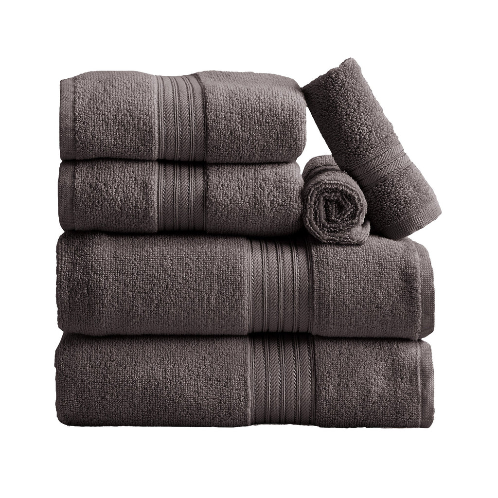 Cotton Terry Bath Towel Set - Cooper Collection in 6 Piece Set Dark Grey - photo