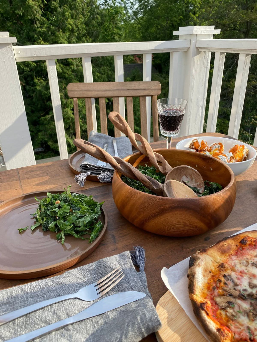 Olive Wood Spiral Salad Servers -