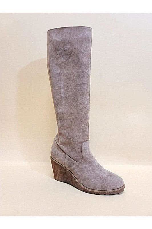 NAVAEH Suede Tall Boots, Taupe in TAUPE - Shoes photo
