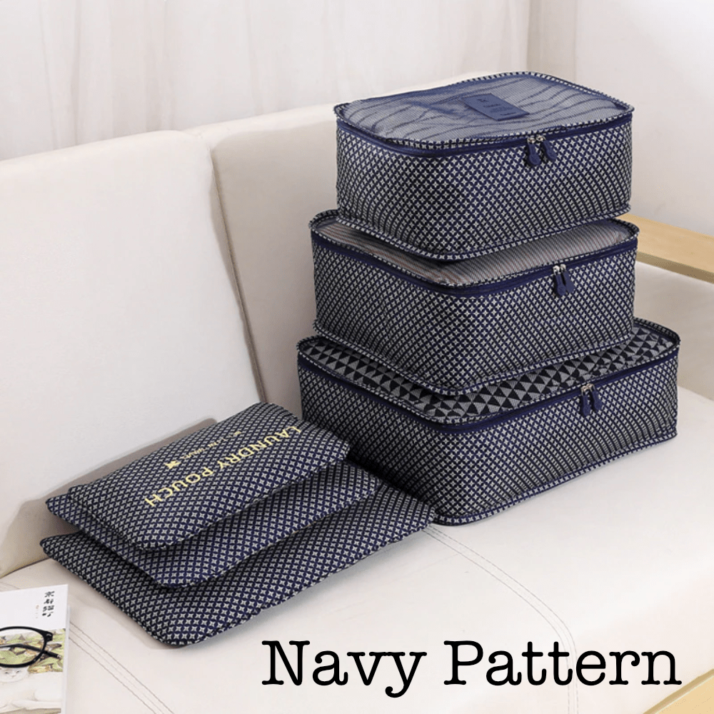 6 Piece Travel Organizer in Navy Pattern - Travel photo