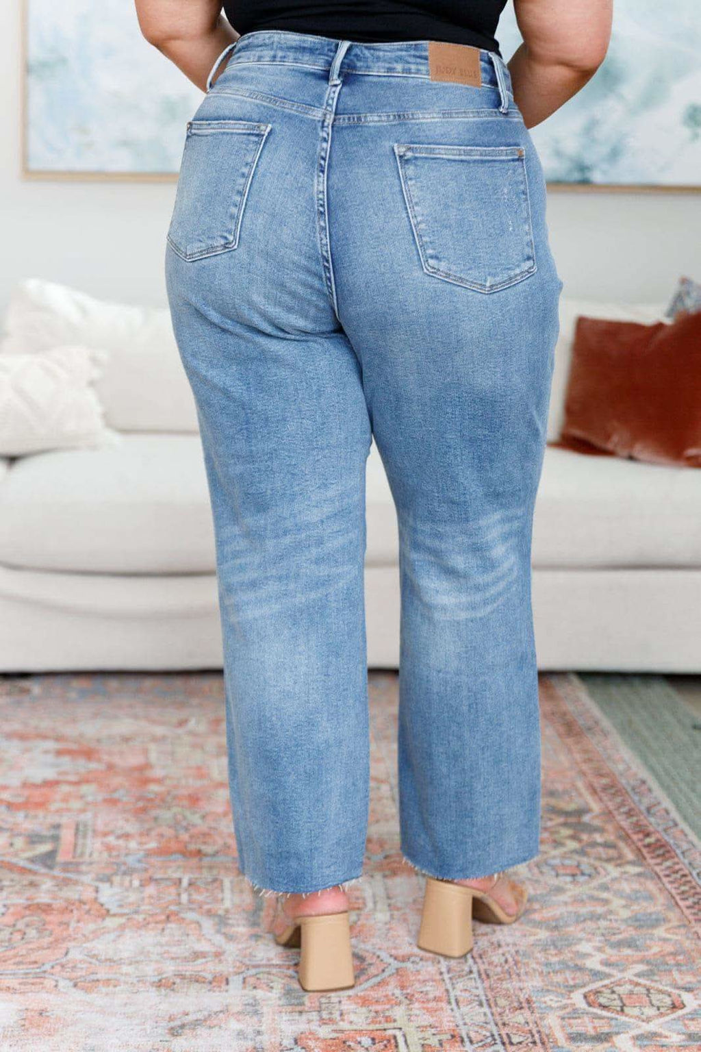 Judy Blue Nora High Rise Rigid Magic Destroy Slim Straight Jeans in - Pants photo