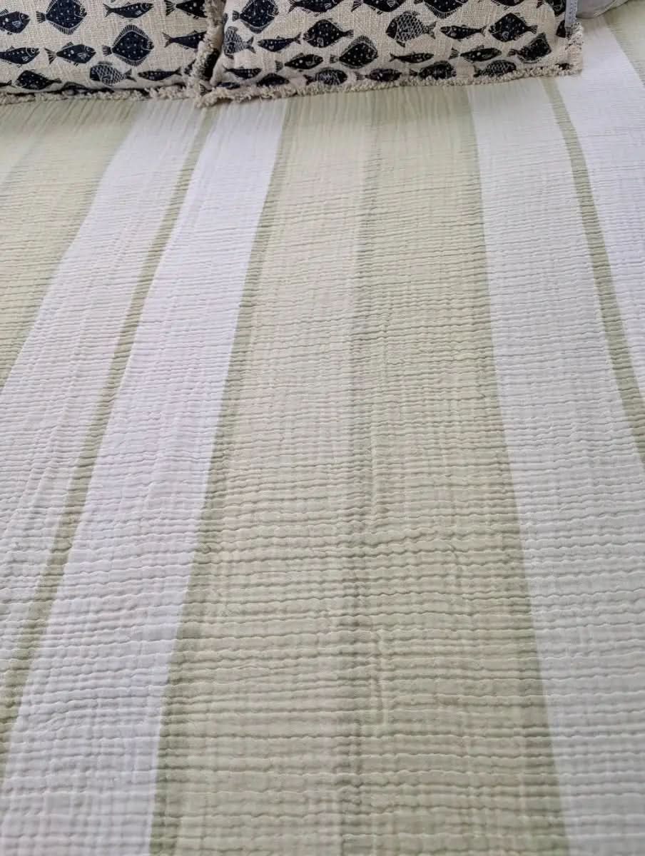 Nova Collection Bedspreads – Wide Stripe Design, Organic Turkish Cotton, Queen/King Sizes in - Blanket photo