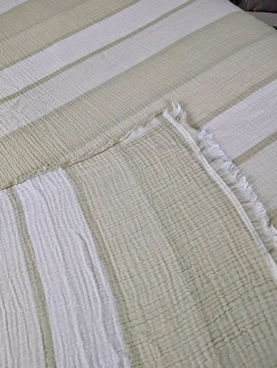 Nova Collection Bedspreads – Wide Stripe Design, Organic Turkish Cotton, Queen/King Sizes in - Blanket photo