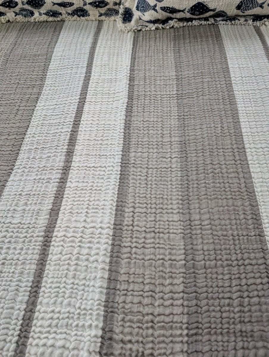 Nova Collection Bedspreads – Wide Stripe Design, Organic Turkish Cotton, Queen/King Sizes in - Blanket photo