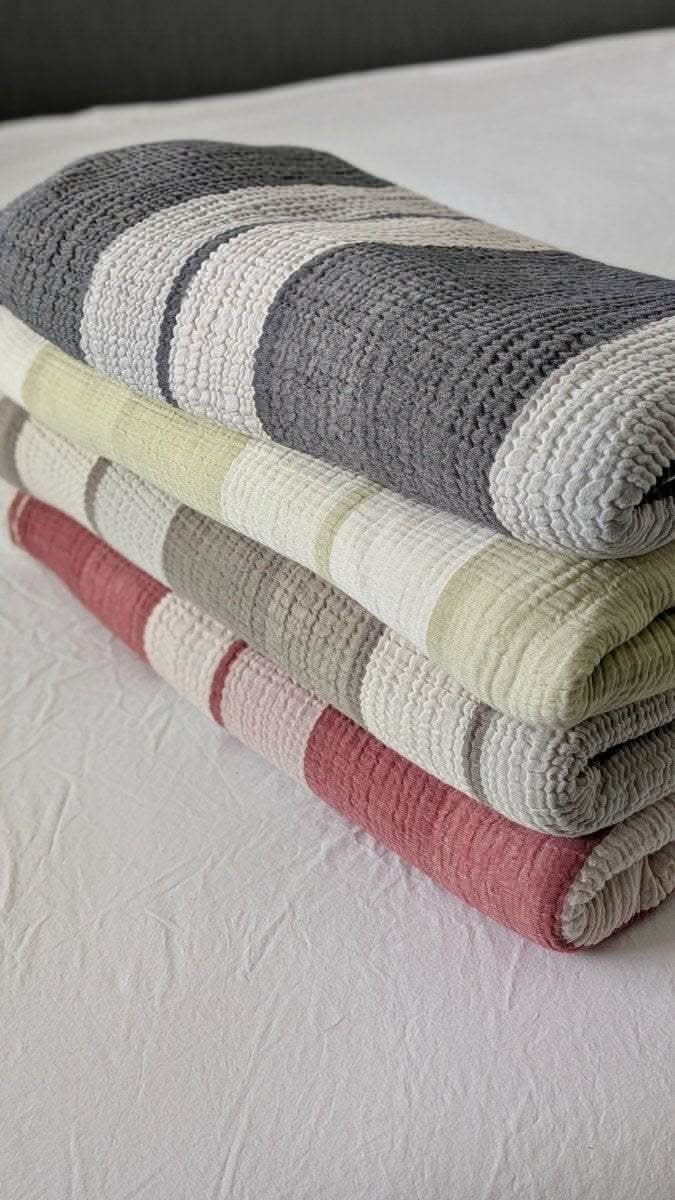 Nova Collection Bedspreads – Wide Stripe Design, Organic Turkish Cotton, Queen/King Sizes in - Blanket photo