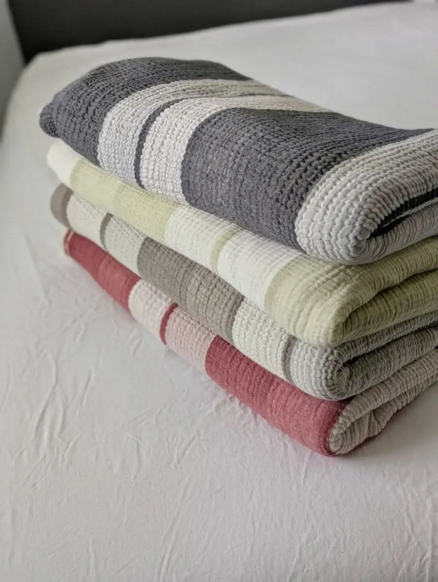 Nova Collection Bedspreads – Wide Stripe Design, Organic Turkish Cotton, Queen/King Sizes in - Blanket photo