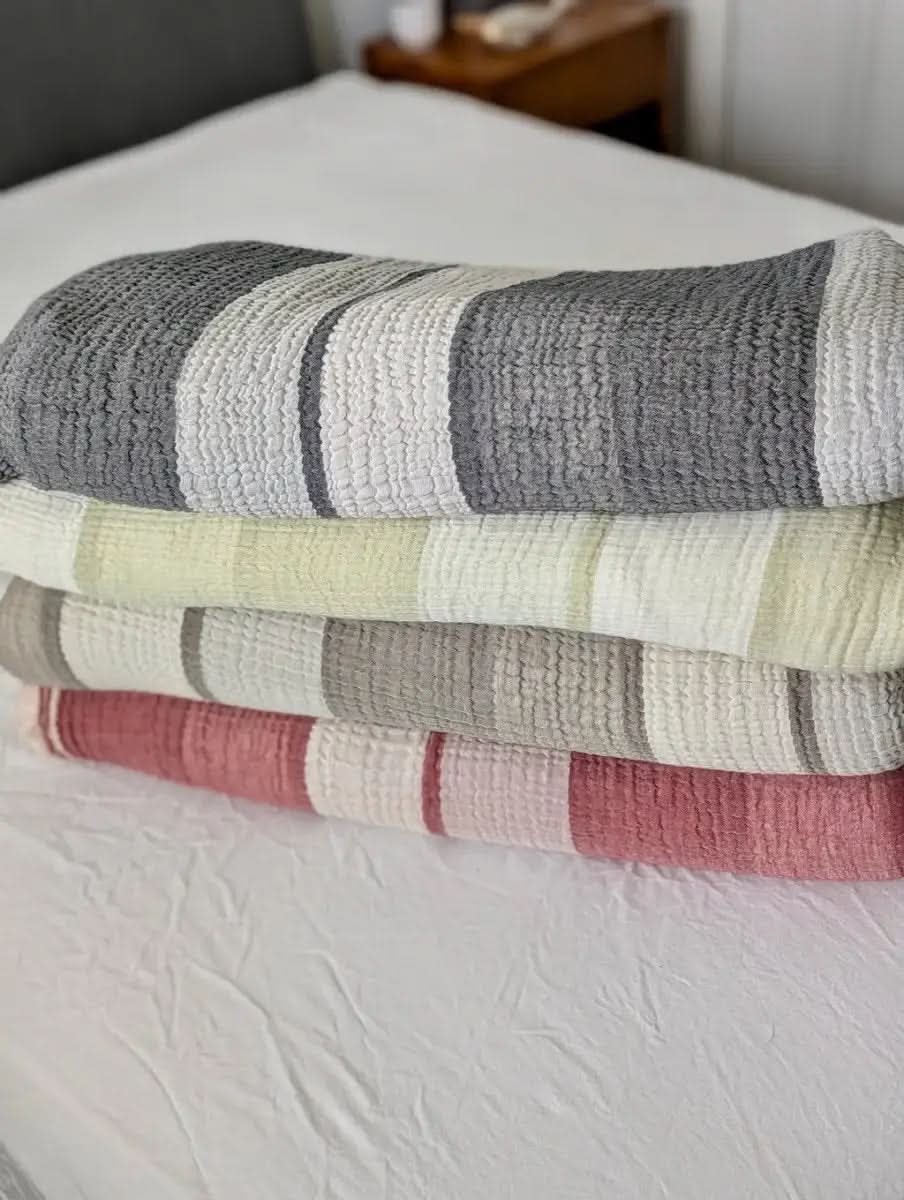 Nova Collection Bedspreads – Wide Stripe Design, Organic Turkish Cotton, Queen/King Sizes in - Blanket photo