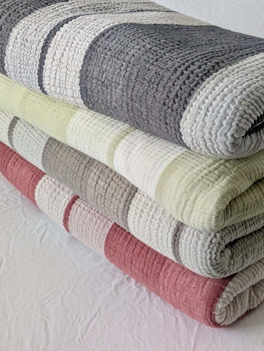 Nova Collection Bedspreads – Wide Stripe Design, Organic Turkish Cotton, Queen/King Sizes in - Blanket photo