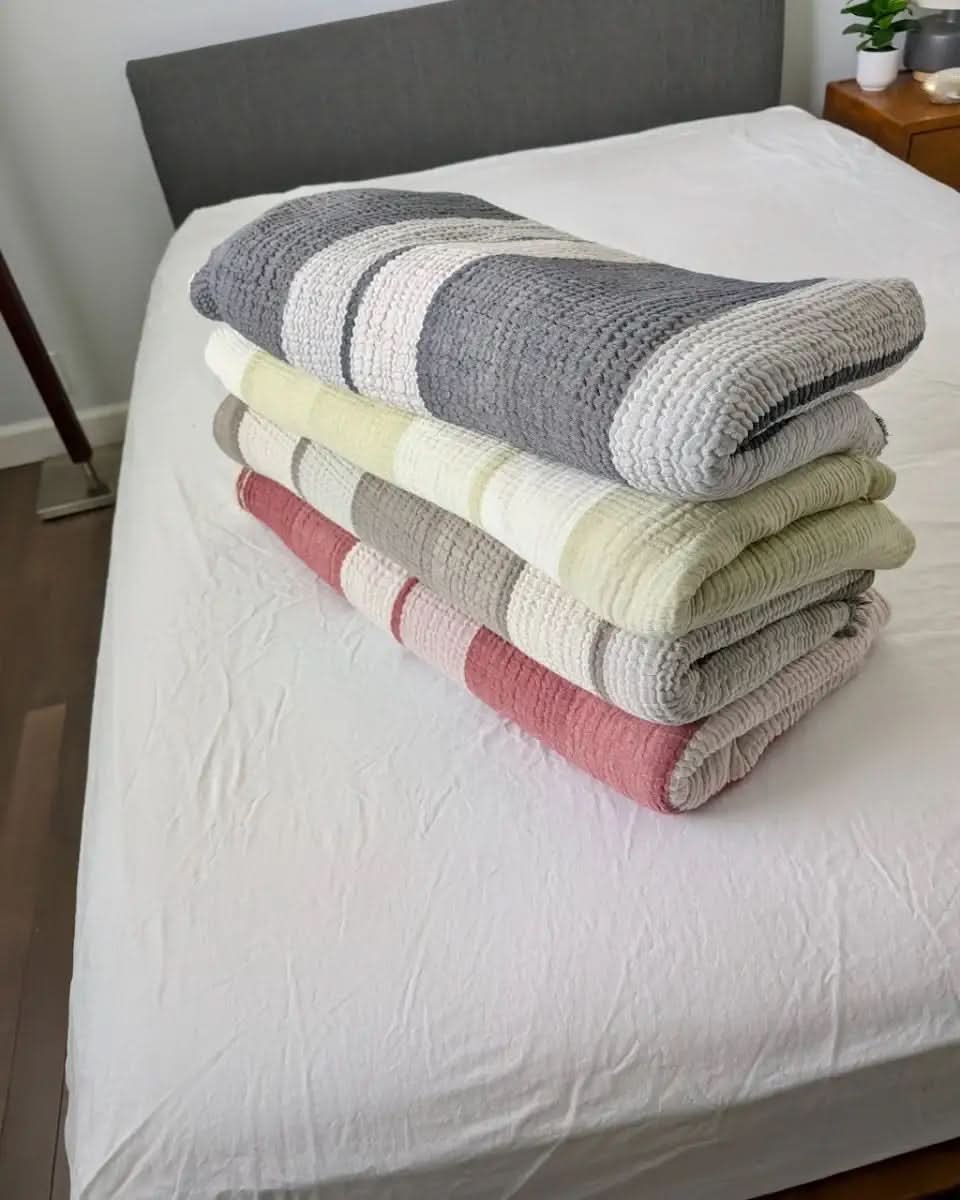 Nova Collection Bedspreads – Wide Stripe Design, Organic Turkish Cotton, Queen/King Sizes in - Blanket photo