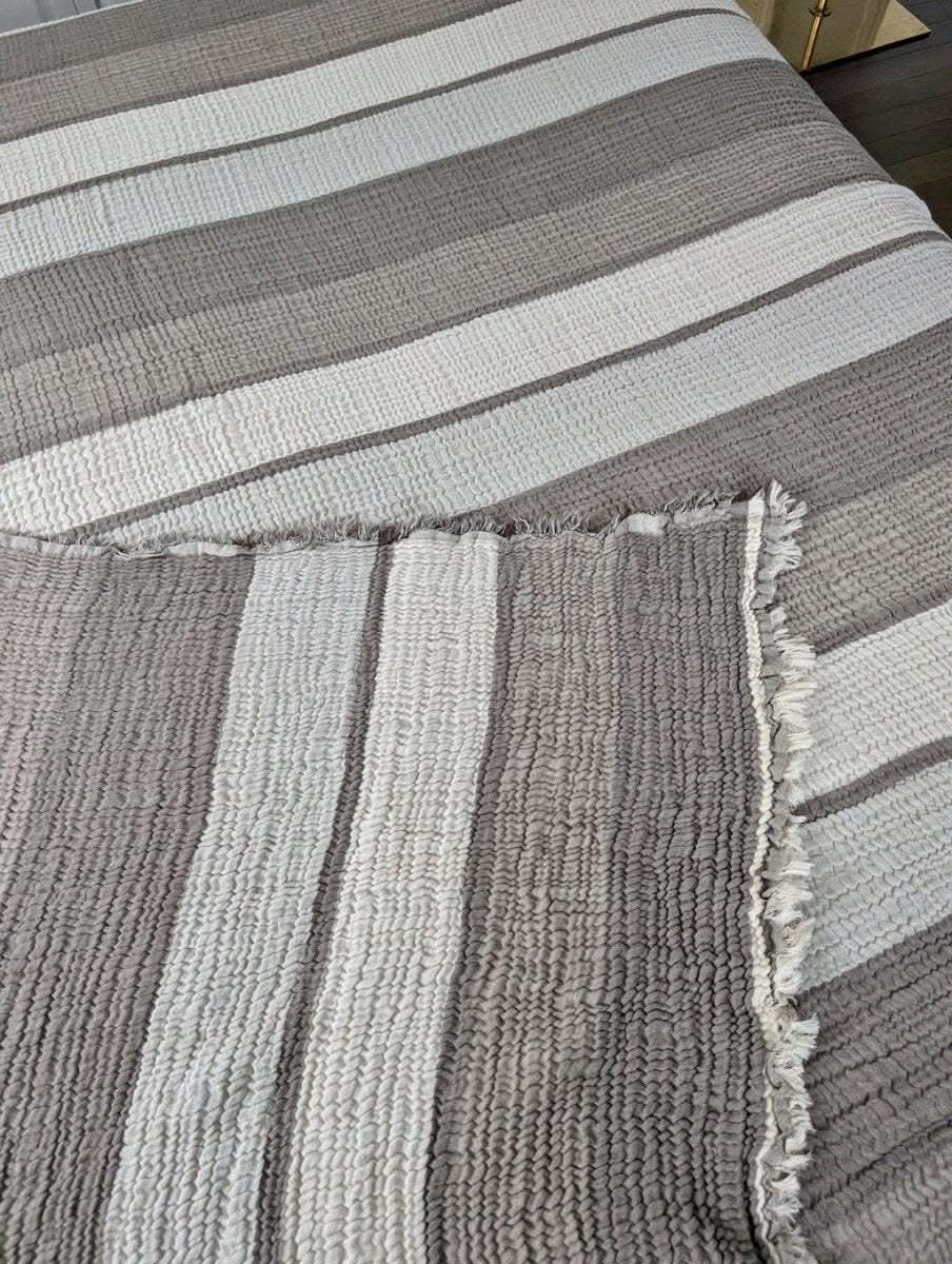 Nova Collection Bedspreads – Wide Stripe Design, Organic Turkish Cotton, Queen/King Sizes in - Blanket photo