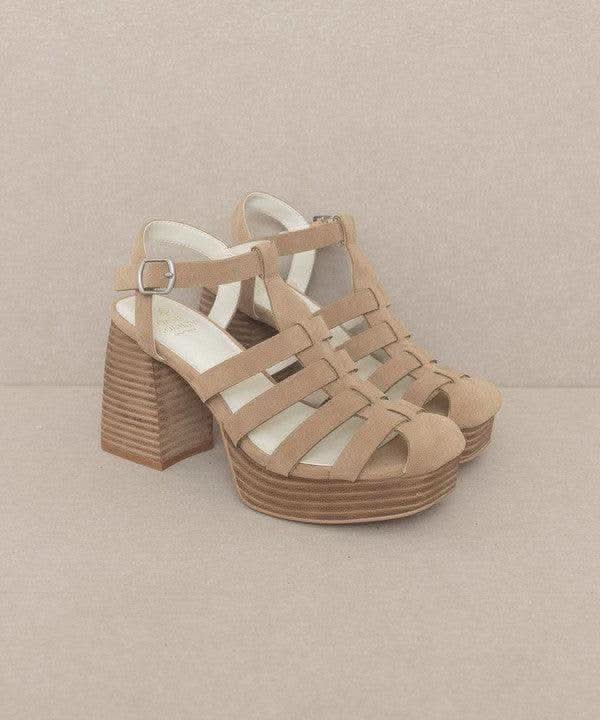 OASIS SOCIETY Hailee - Gladiator Platform Heel in KHAKI - Shoes photo