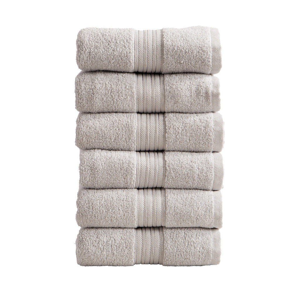 Cotton Terry Bath Towel Set - Cooper Collection in Hand Towel (Pack of 6) Light Grey - photo